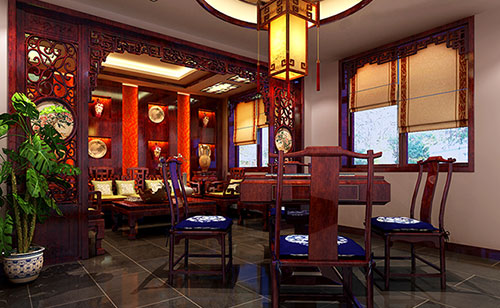 长岛古典中式风格茶楼包间设计装修效果图